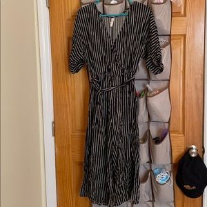 Black and white midi length jumpsuit